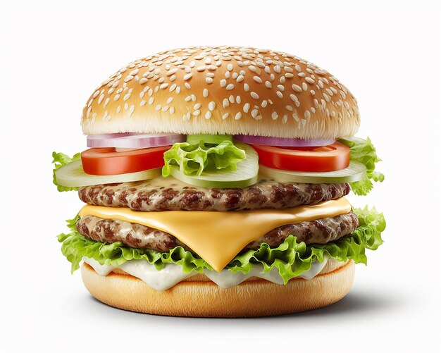 Fresh tasty burger on dark background with generated ai