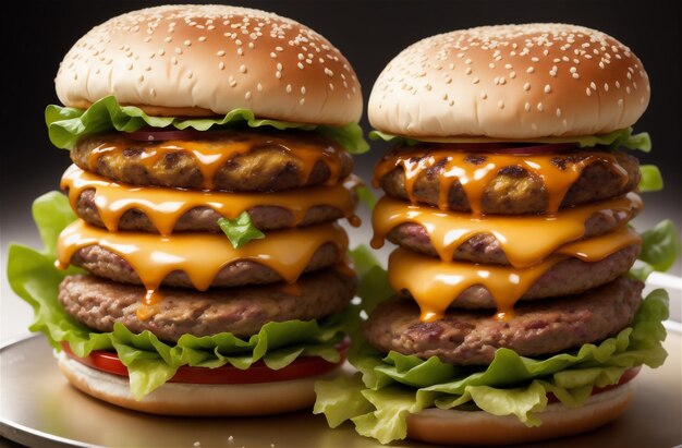 Fresh tasty burger on dark background