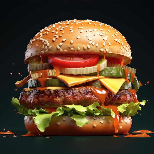 신선한 맛있는 햄버거 생성 AI 기술
