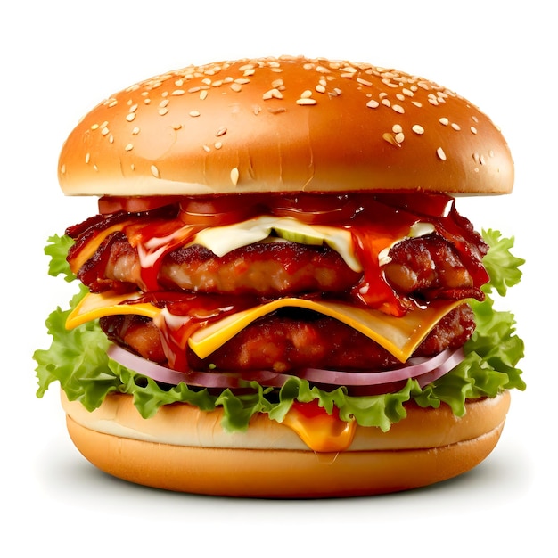 색 배경 에 고립 된 신선 한 맛 있는 햄버거