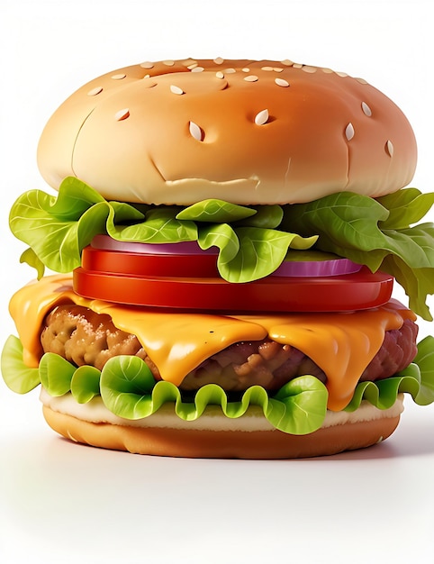 Fresh tasty Burger isolated on a white background