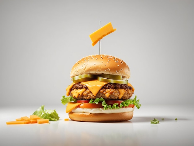 Fresh tasty burger isolated on whites background ai generated