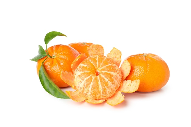 Fresh tasty mandarins isolated on white background