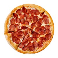 Fresh tasty pizza with pepperoni isolated on white