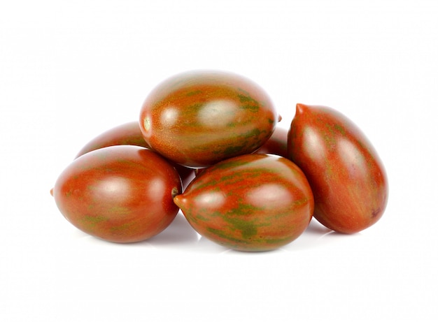 Fresh tigerella tomatoes on white background