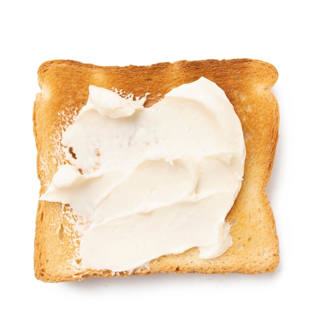 Fresh toast with cream cheese on white