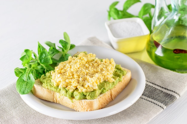 Fresh toasted avocado and boiled egg