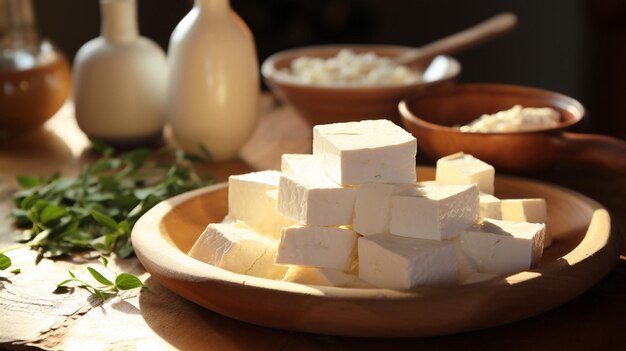 Photo fresh tofu cheese