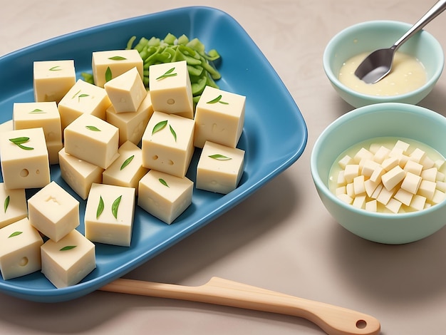 Photo fresh tofu pieces