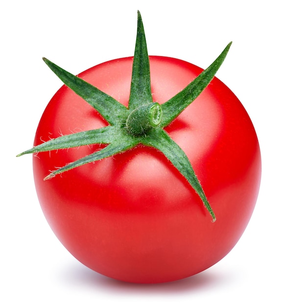 Fresh tomato isolated on white background. Tomato clipping path. Fresh organic tomato. Full depth of