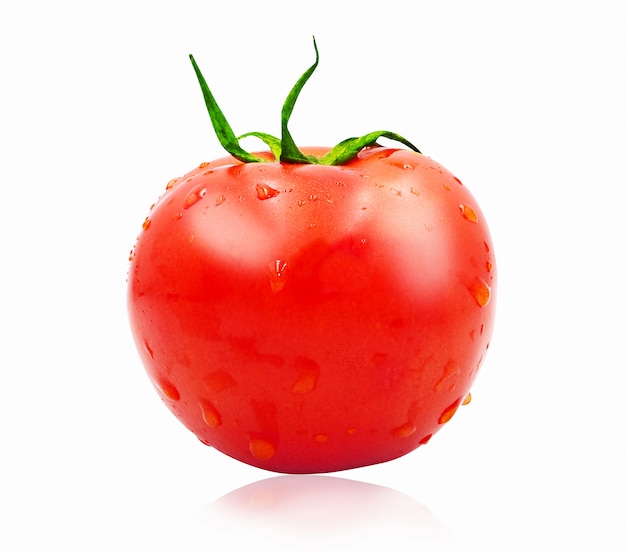 Fresh tomato isolated on white background with clipping path.