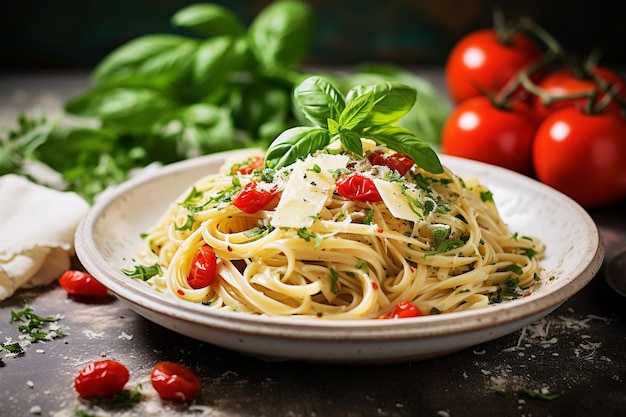 Fresh tomato pasta gourmet meal healthy italian lunch