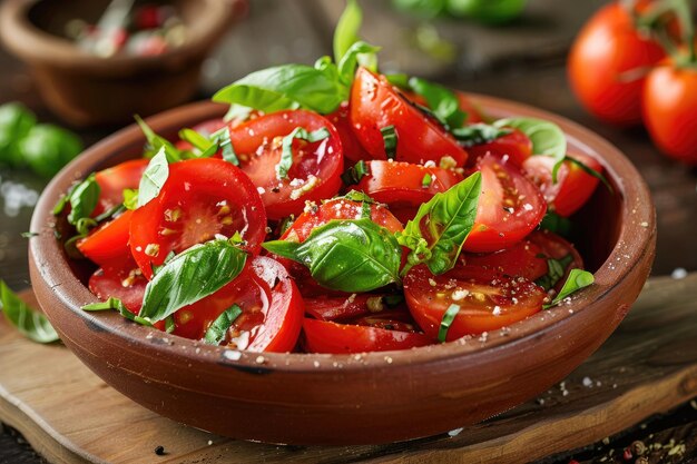 Fresh tomato salad with basil for a healthy diet