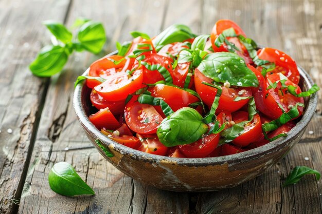 Fresh tomato salad with basil for a healthy diet