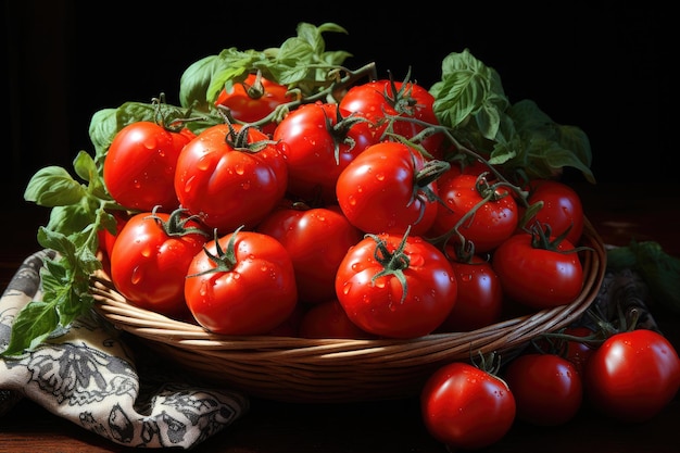 Fresh tomatoes in basket