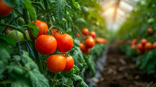 Fresh Tomatoes in a Greenhouse