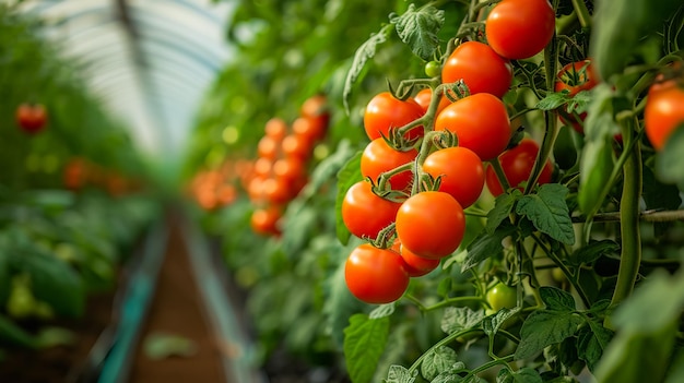 Fresh Tomatoes in a Greenhouse