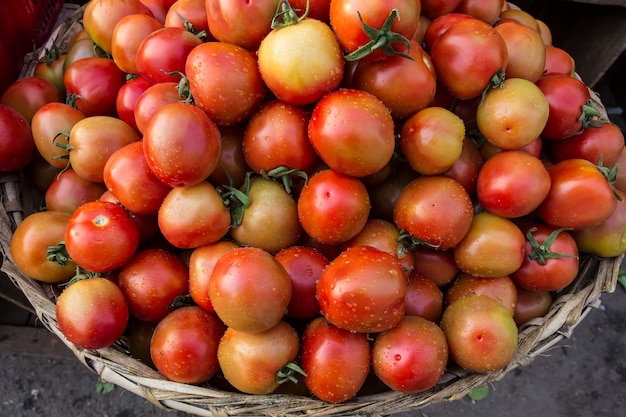 Fresh tomatoes on the market