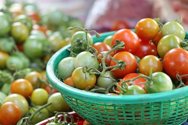 Fresh tomatoes in market