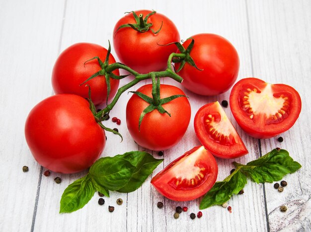 Fresh tomatoes on a table