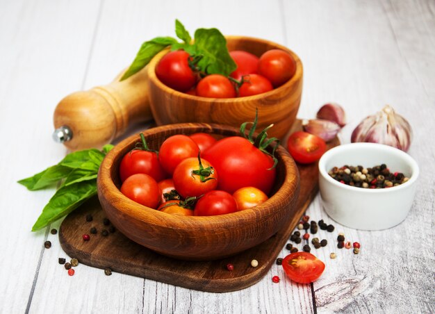 Fresh tomatoes on a table