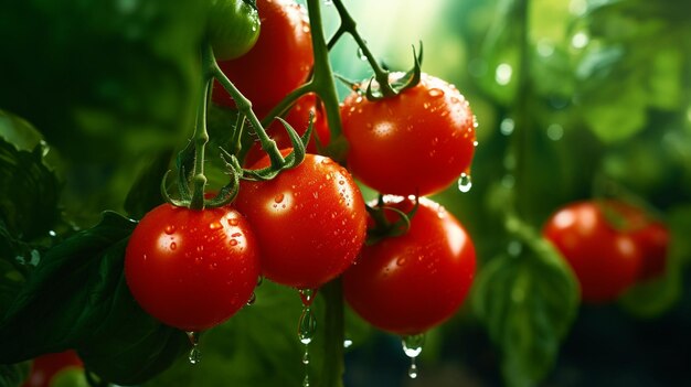 Fresh tomatoes that grow on the vine