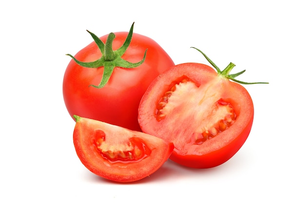 Fresh tomatoes on white background