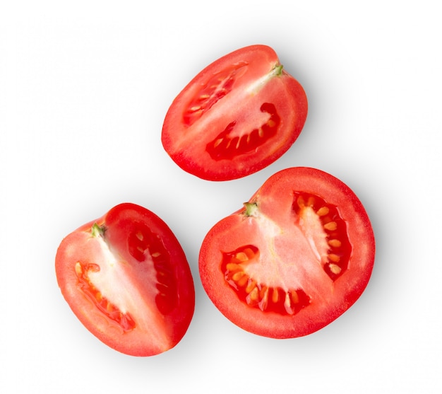 Fresh tomatoes on white