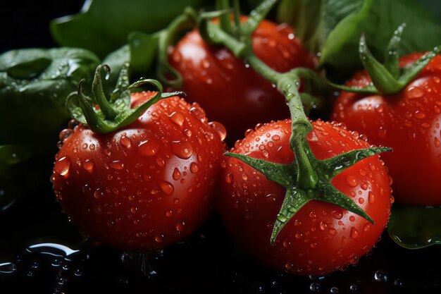 Fresh tomatoes with water drops