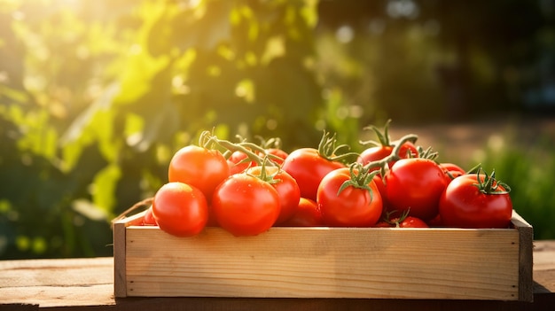 fresh tomatoes on a wooden table