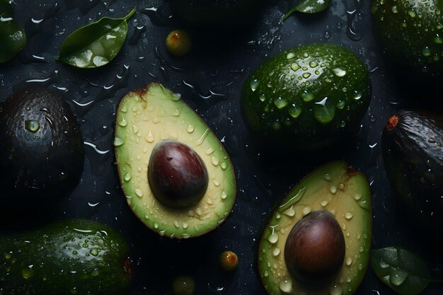 Fresh tropical avocado fruit close up good for background Neural network AI generated