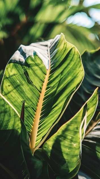 fresh tropical green leaf white