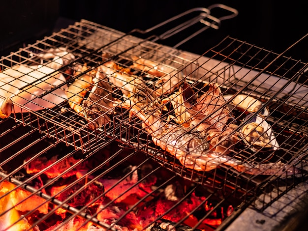 Fresh tropical seafood crabs grilled barbecue for dinner