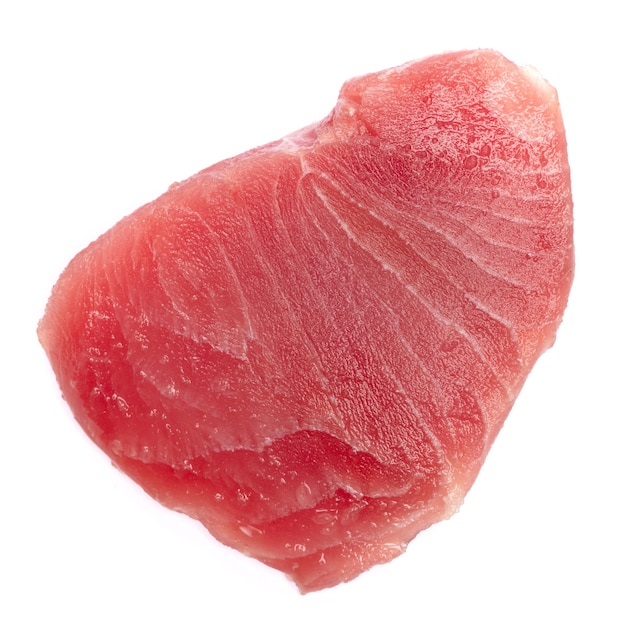 Fresh tuna fish steak isolated on a white background