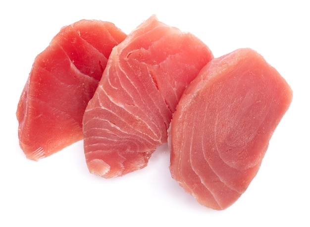 Fresh tuna fish steak isolated on a white background