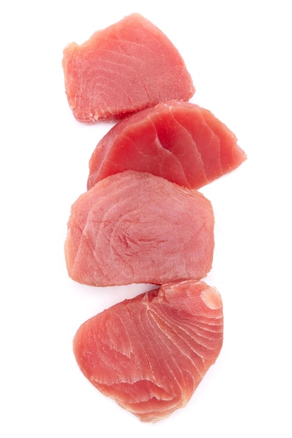 Fresh tuna fish steak isolated on a white background