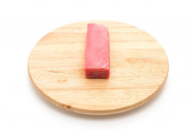 fresh tuna on wood board