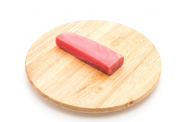 fresh tuna on wood board