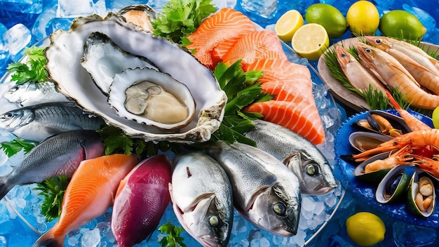 Photo fresh uncooked sea food specialties