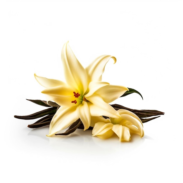 fresh vanilla bean and flowers