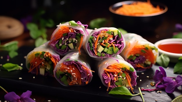 Fresh Vegan Spring Rolls Asian Appetizer