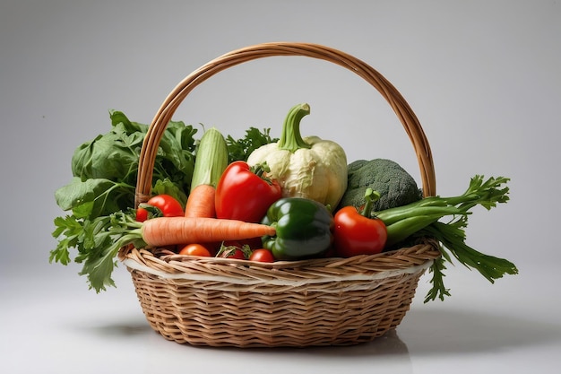 Photo fresh vegetable assortment in wicker basket