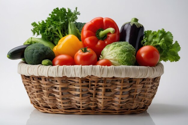 Fresh Vegetable Assortment in Wicker Basket