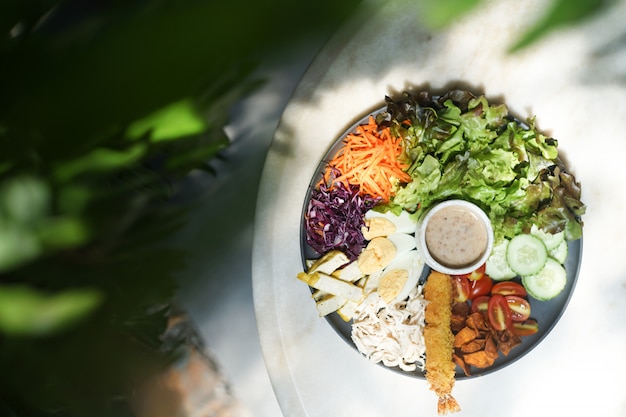 Fresh vegetable salad in a bowl