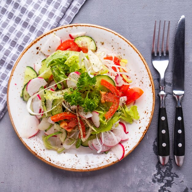 Fresh vegetable salad on a plate