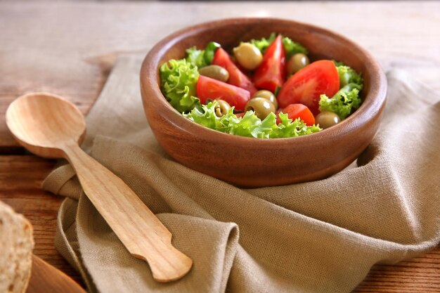 Fresh vegetable salad on a table