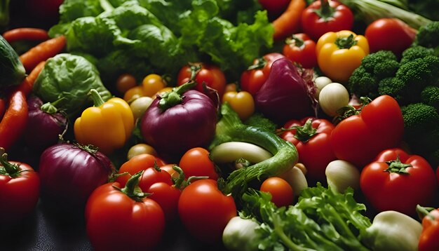 Fresh vegetables background Healthy food concept Close up Top view