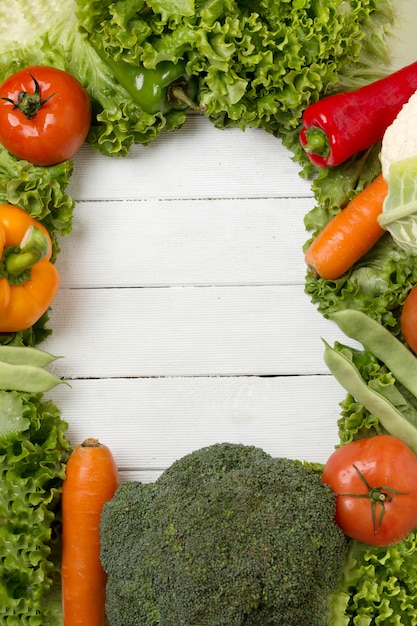 Fresh vegetables creating a frame