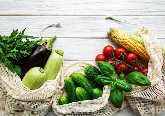 Fresh  vegetables in eco cotton bag