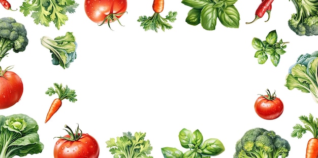 Fresh vegetables frame with copy space Vegetables background illustration